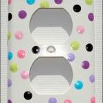 Hand Painted Single Outlet Plate Cover Polka Dot..