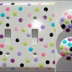 Hand Painted Single Outlet Plate Cover Polka Dot..