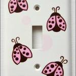 Hand Painted Switch Plate Cover Pink And Brown..