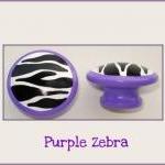 Hand Painted Knob Dresser Drawer Purple With Zebra
