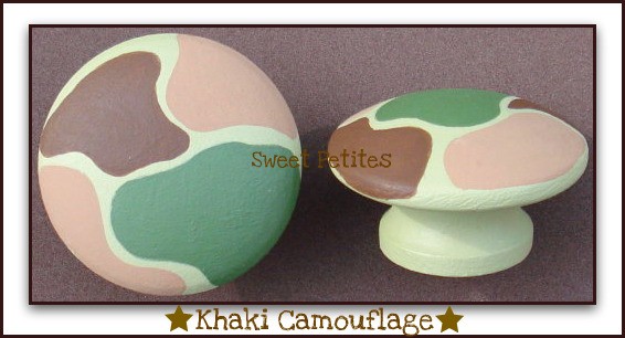 Hand Painted Drawer Knob Nail Cover Khaki Camouflage