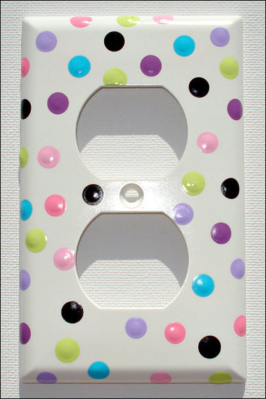 Hand Painted Single Outlet Plate Cover Polka Dot Confetti
