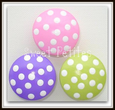 Hand Painted Drawer Knob Or Nail Cover Pink Purple Green With Polka Dots