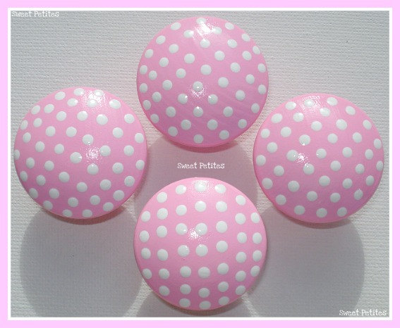 Hand Painted Knob Dresser Drawer Pink With White Polka Dots On Luulla