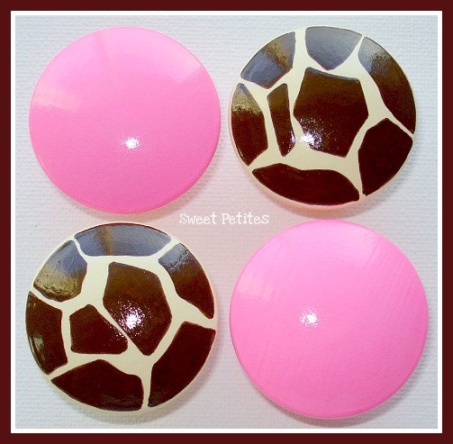 Hand Painted Knob Dresser Drawer Bubblegum Pink And Giraffe Print