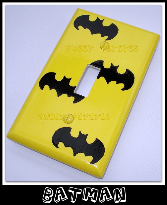 Hand Painted Switch Plate Cover Batman Yellow Black on Luulla